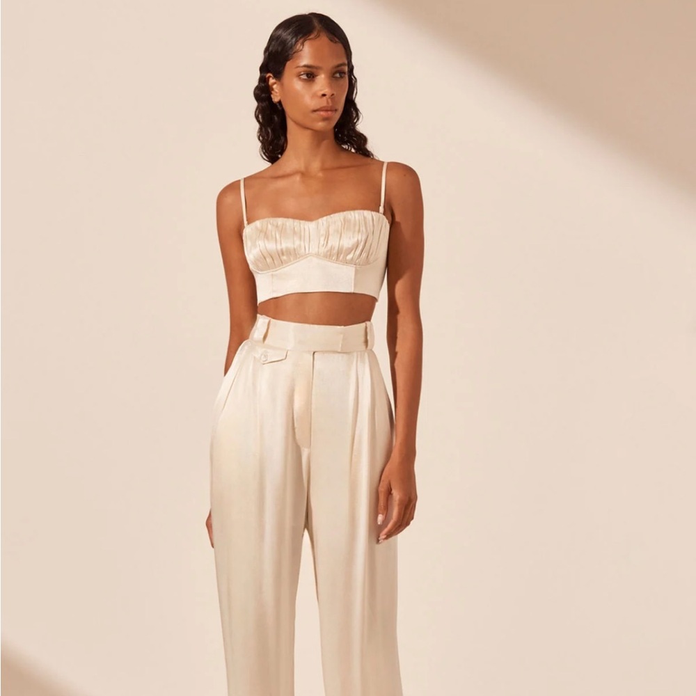 Shona Joy La Lune Corded Ruched Bralette - Cream